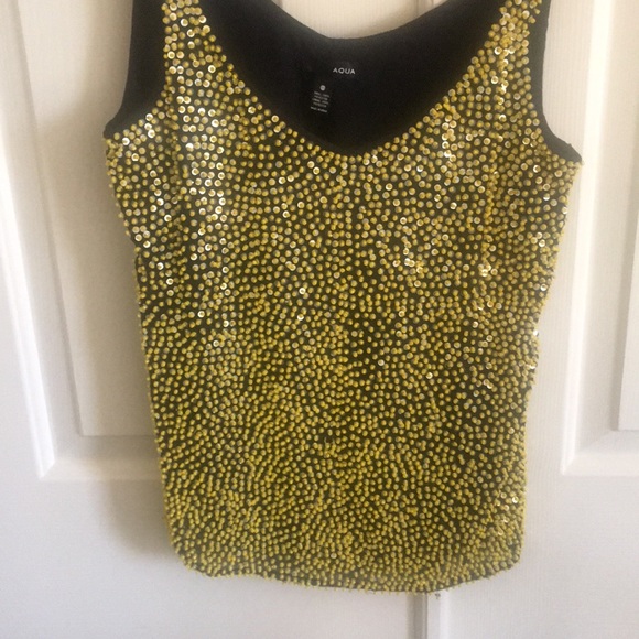 Aqua yellow sequin top - Picture 2 of 5